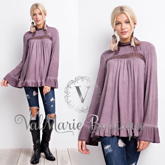 LAST 1! Dusty plum boho Blouse - Picture 3 of 4